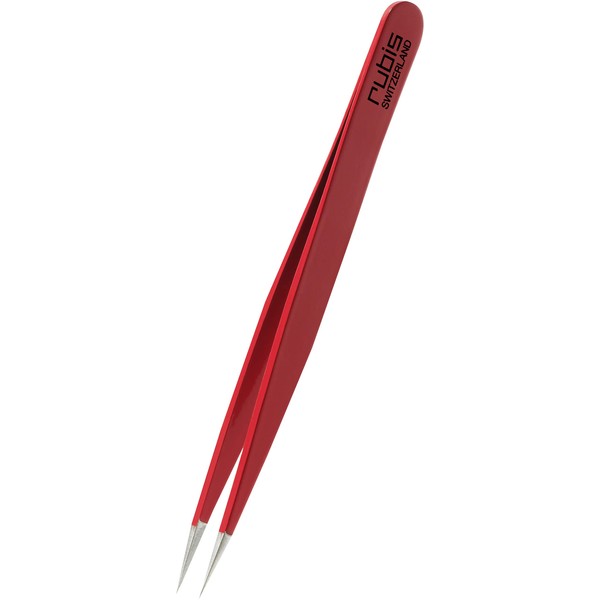 Rubis Pointer Splitting Tweezers for Ingrown Hair and Splinters - Pointed - Red