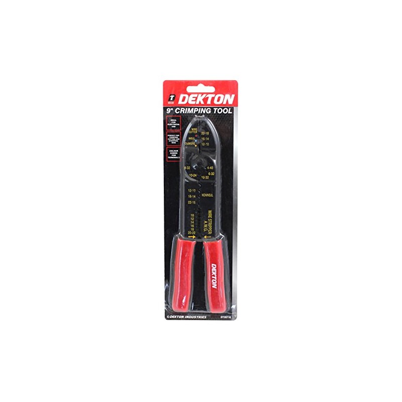 DEKTON DT20710 Crimping Tool, Black/Red, 9-Inch