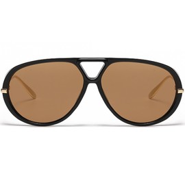 Oversized Aviator Sunglasses for Women Men Trendy Retro Big Shield Shades for UV Protection Vintage Fashion Sun glasses 8075 Black/Brown