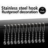 Cute Waterdrop Shower Curtain Rings with Rustproof Stainless Steel Hooks,