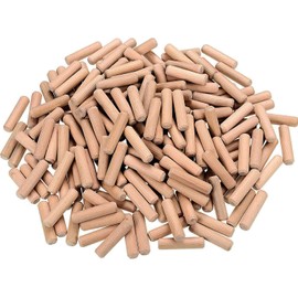 TERF® 200 Pcs Wooden Dowel Pins 6mm X 30mm Wood Dowels Solid Hard Wood Dried Fluted Beveled Hardwood Rods Furniture for Professional Carpenters DIY and Craft Projects