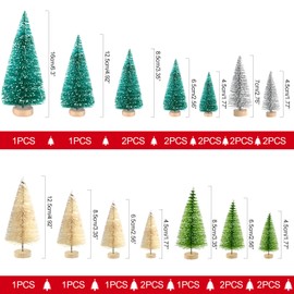 PLULON 33Pcs Mini Christmas Village Accessories Bottle Brush Tree Snowman Decor