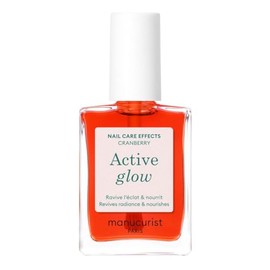 Manucurist Active Glow Cranberry All-in-One Perfecter Nail Polish & Care - No Lamp - Vegan & Made in France Ultra-Glowy Coral Mirror-Like Shine - Nail Concealer & Care - Plant-Based Ingredients