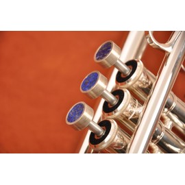 HEAVY Trumpet custom finger buttons for all Bach Stradivarius, Artisan, New York, Chicago, TR200, all Stradivarius flughelhorns, all Stradivarius cornets models (Silver Plated Brushed, Lapis Lazuli)