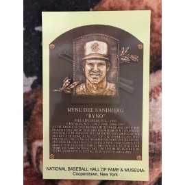 Ryne Sandberg Postcard- Baseball Hall of Fame Induction Plaque - Cubs Photo