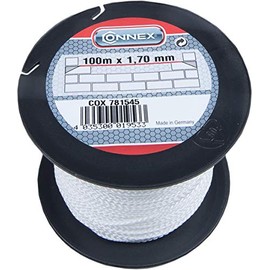 Connex Polypropylene Braided Mason's Twine, Knot Resistant, Tear Resistant & Durable Guide Line / Builders' Line / Plumb Line on a Spool, 100 m x Ø 1,7 mm, White
