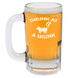 MIP Brand 12oz Beer Mug Stein Glass Drunk As A Skunk Funny