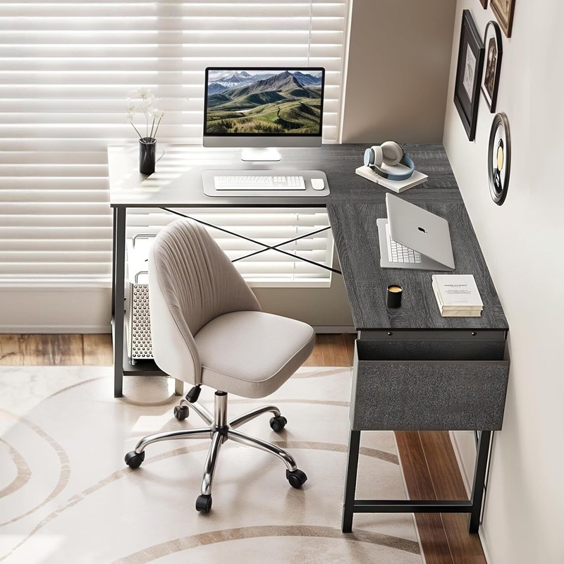 HealSmart L-Shaped 50"Computer Desk Corner Gaming Desk PC Laptop Study