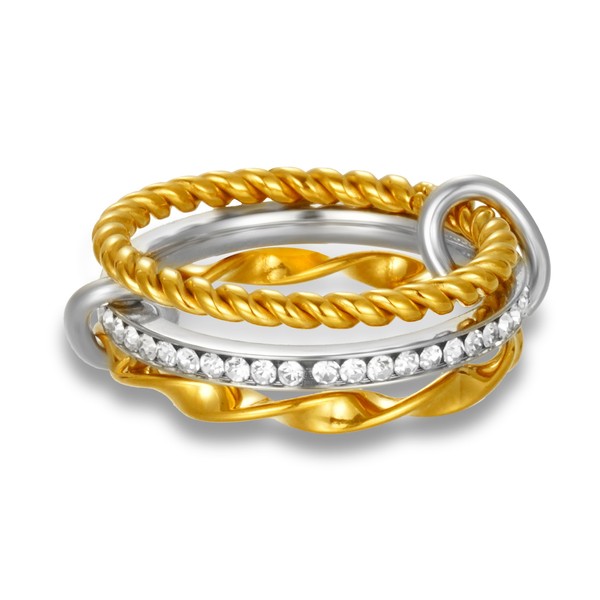 Women's Stackable Ring Gold Plated Ring Set, a Unique Cable