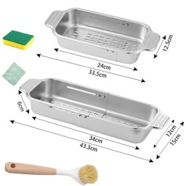 Over The Sink Colander Strainer Basket,Sink Colander for Kitchen Washbasin,All Metal Extendable Drain Colander for Wash Vegetables and Fruits Dry Dishes,Home Kitchen Essentials (Medium)