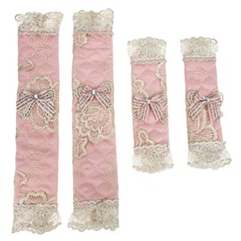 LABRIMP 2 Pairs Refrigerator Door Handle Refrigerator Food Cover Oven Handle Covers Refrigerator Door Protector Kitchen Appliances Decor Handle Freezer Handle Covers Protective Pink Cloth