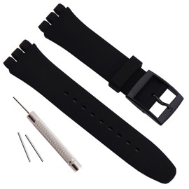 OliBoPo Replacement Waterproof Silicone Rubber Watch Strap Watch Band for Swatch (17mm 19mm 20mm) (19mm, Black)
