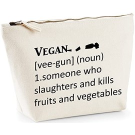 Hippowarehouse Funny Vegan Definition [Vee-gun] (noun) 1. Someone who slaughters and kills fruits and vegetables printed make up cosmetic wash bag 18x19x9cm