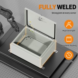 KWONONG Metal Enclosure, IP65 Waterproof Electrical Box for Indoor and Outdoor Projects, Includes Mounting Plate and Wall Bracket 450×350×200mm (18"×14"×8")