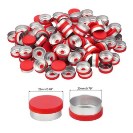 PATIKIL 20mm Flip Off Caps, 100 Pcs Flip Off Caps Flip Off Seals Flip Off Vial Seals Plastic Aluminum Caps Cover for Glass Vial, Red