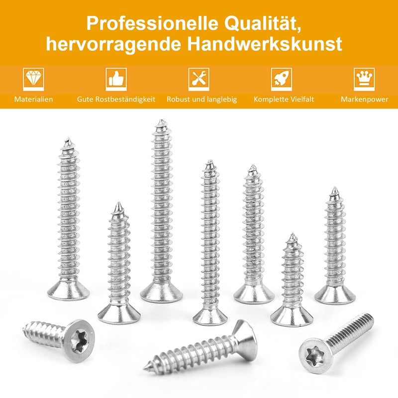 VIGRUE 360-Piece Stainless Steel Screws Set M3 M3.5 M4 M5,