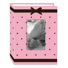 Pioneer Photo Albums BEM-100 P Embroidered 100 Pocket Frame Fabric Cover Photo Album, Baby Pink