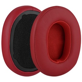 Geekria QuickFit Protein Leather Replacement Ear Pads for Skullcandy Venue Wireless ANC Headphones Earpads, Headset Ear Cushion Repair Parts (Red)