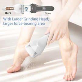 Electric Callus Remover for Feet - with Larger Grinding Head, Portable Pedicure Kit Foot File Callus Remover, Rechargeable Waterproof Foot File for Foot Care Deadskin Remover LCD Display-White
