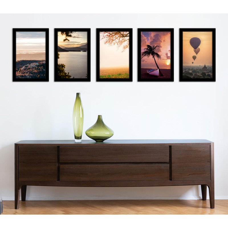 Fisnish 11x17 Picture Frame Set of 5, Black Poster Frame