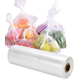 RyhamPaper Food Storage Bags, 1 Roll 12 x 16 Plastic Produce Bag on a Roll Fruits, Vegetable, Bread, Food Storage Clear Bags, 350 Bags