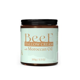 Beef Tallow for Skin - Organic Grass Fed Beef Tallow Balm, Whipped Beef Tallow for Face & Body, Moisturizer for Dry Skin, Shea Butter with Moroccan Oil (3.5 oz)