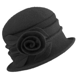 Gajaous Women French Beret Cloche Hats Bucket Hat Vintage Floral Wool Dress Classic Hat 1920s