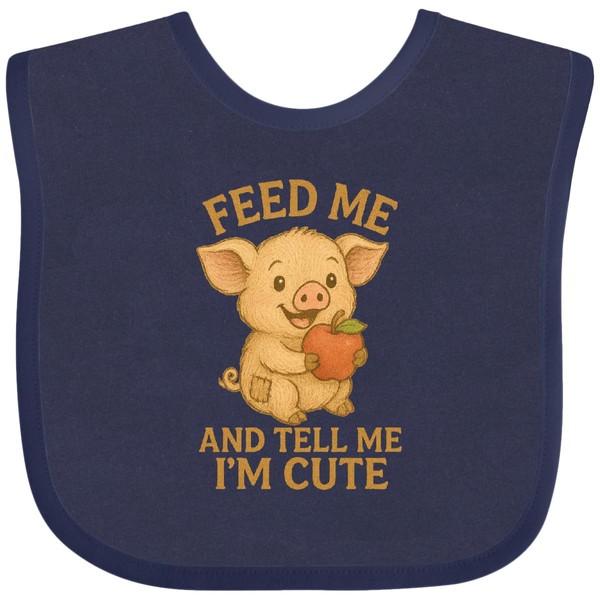 inktastic Cute Pig with Apple Feed Me Quote Baby Bib