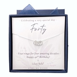 Lilian Belle Sterling Silver Birthday Necklace Gift for Women 30th 40th 50th 60th 70th (40th necklace 16-18")