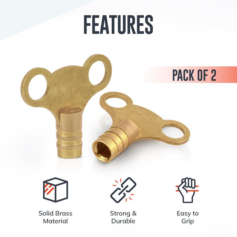 ZAVIA Radiator Bleed Key 2 Pack Brass Radiator Key Set