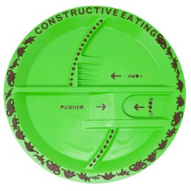 Constructive Eating Dinosaur Plate for Toddlers, Infants, Babies and Kids - Flatware Toys are Made in The USA Using Materials Tested for Safety