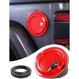 Savadicar Locking Gas Cap Cover, Fuel Filler Tank Door with Lock Compatible with 2018-2025 Jeep Wrangler JL JLU 4xe 2 and 4 Door, ABS + Aluminum Alloy Structure, Replacement Accessories, Red