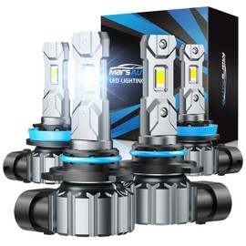 Marsauto 9005/HB3 H11/H8/H9 LED Bulbs Combo, 48000LM Bright 6500K Cool White, Fanless Light Bulbs, Pack of 4