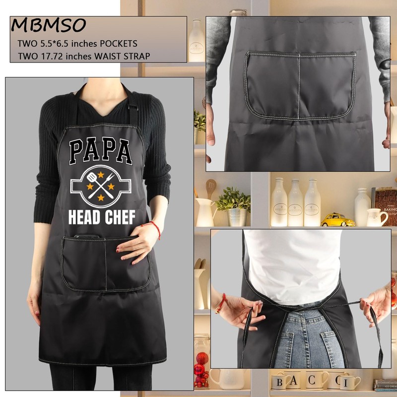 MBMSO Papa Head Chef Apron for Grandpa Apron Fathers Day