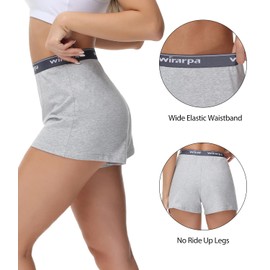wirarpa Women‘s Cotton Lounge Shorts Elastic Pajama Bottoms Sleep Boxers Ladies Sleepwear Black, Deep Gray, Heather Gray Large 3 Pack