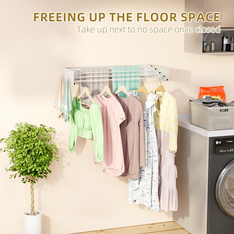 Wall Mounted Drying Rack for Laundry 23.6'', Foldable Laundry Drying