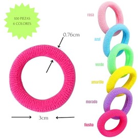 uunida - Ligas para Cabello Niña y Bebé - Donas para el Cabello - Ligas para Moños para Niñas - 100 pzas de 3 cms dentro de una bolsa con zipper que sirve de estuche (Macaroon)