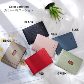 H HARUCO Card Case, Genuine Leather, Men's, Women's, Anti-Skimming, Credit Card Case, Thin, Slim, Large Capacity, IC Card Case, Commuter Pass Case, Bifold (Genuine Leather - RED), red