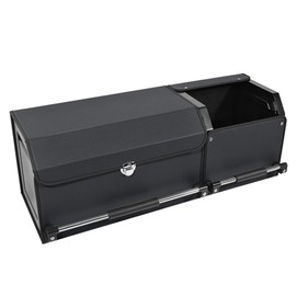 XCF Car Trunk Organizer, Leather Trunk Organizer for SUV with Lid and Sturdy Handle Collapsible Adjustable Storage (Black, 33 x 11.4 x 12.2in)