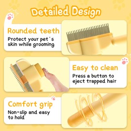 2 Stück Katzenkamm, Flohkamm für Katzen, Hundebürste, kurzes Haar, für eine schnelle Reinigung von losen Haaren, grün und gelb