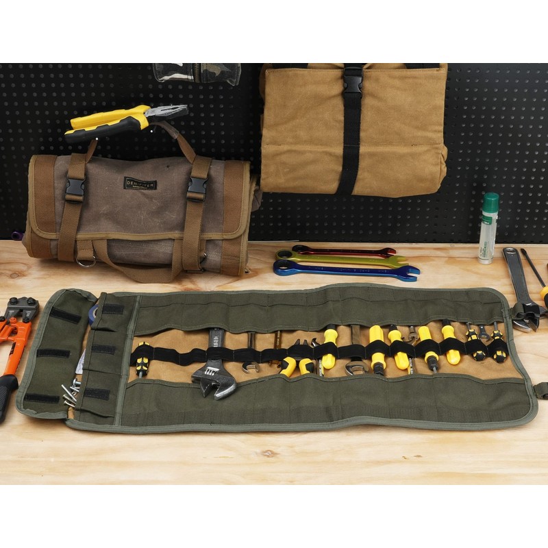 Wrench Tool Roll, Heavy Duty Waxed Canvas Multi-purpose Tool Pouch