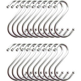 S Hooks,20 Pack 3 Inch Metal S Shaped Hanging Hooks,Heavy Duty S Hooks for Hanging Pots Pans,S Hangers for Kitchen Bathroom Cloakroom Garden 20