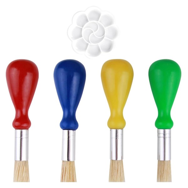 Children's Painting Supplies Set, 4 Painting Brushes And 1 Palette