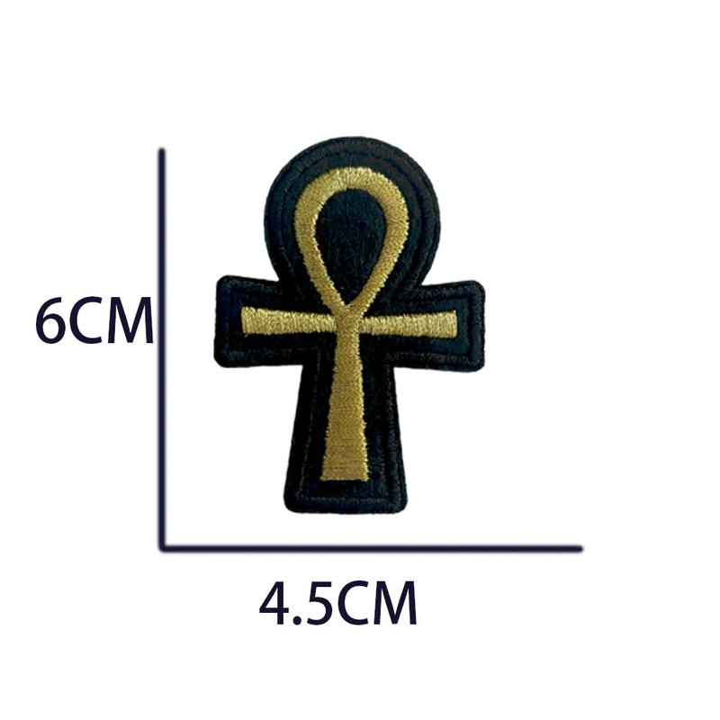 XUNHUI Gold Ankh Patch for Clothing Iron On Symbol Embroidered