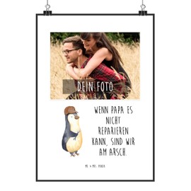 Mr. & Mrs. Panda DIN A4 Personalisiertes Foto Poster Wenn Papa es nicht reparieren kann, sind wir am Arsch - Geschenk, Bruder, Vater, Oma,