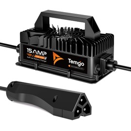 15A 48V Golf Cart Battery Charger for EZGO RXV/TXT – 3-Pin Triangular Plug, Fast Charging for Lead-Acid Batteries, IP67 Waterproof with Cooling Fan