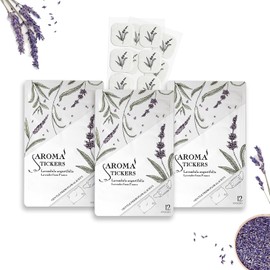 AROMA STICKERS (Lavender, Pack of 3-100% Natural Essential Oil Mask Scented Stickers for Face Mask & Pillow (12 stickers/pc) -Pure Essential Oil Scented Mask Patch/Personal Aroma/Relaxing