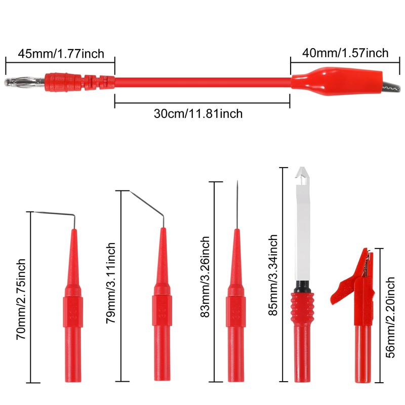 30PCS Back Probe Kit, Banana Plug to Copper Alligator Clip