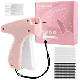 Stitch Gun for Clothes,Handheld Stitch Tag Gun Quick Clothing Fixer,Tagging Gun,Mini Stitches Machine Micro StitchGun with 5 Needle,1000 Black Fasteners & 1000 White Fasteners(Pink)