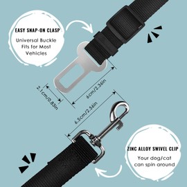 1 x Adjustable Dog Seat Belt for Car, Nylon Lead with Hook, Maximum Safety for All Dog Breeds and Cats, Compatible with All Car Types